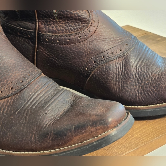 Justin Stampede Western Leather Cowboy Boots Style 2523 Men's Size 8.5D - Picture 12 of 13